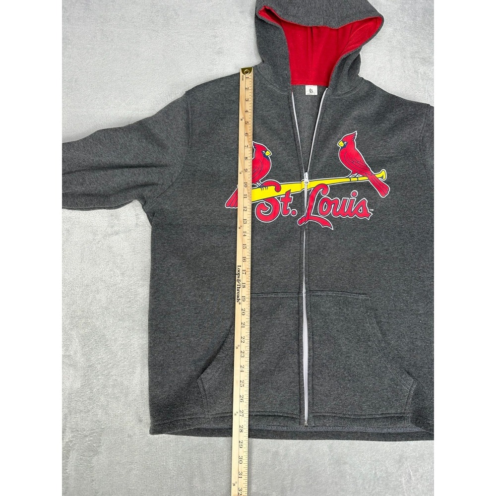 St. Louis Cardinals Full Zip Hoodie Men's XL Gray Red Logo Baseball Sweatshirt - Picture 6 of 10